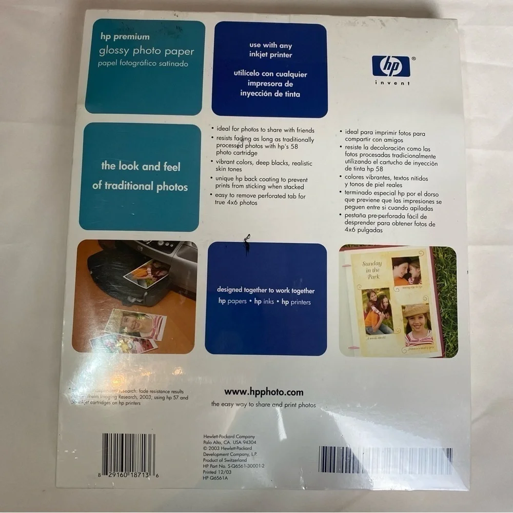 HP inkjet glossy photo paper 200 sheets 4x6 New unopened